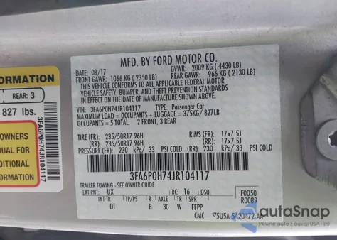 2018 Ford Fusion Se from USA, damaged, VIN 3FA6P0H74JR104117